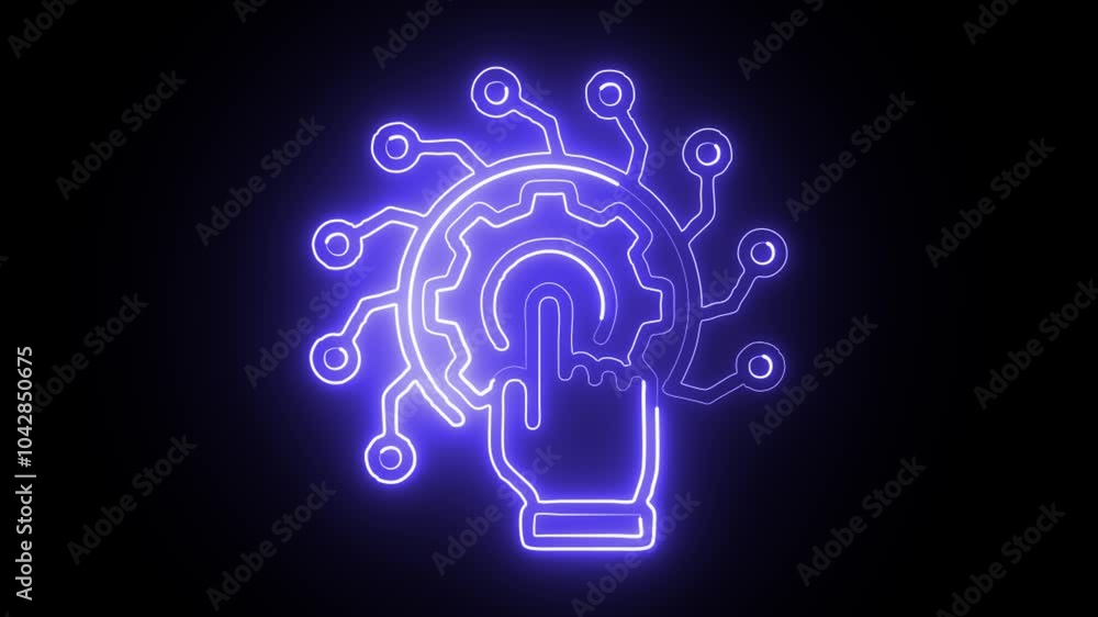 glowing neon digitalization icon isolated on black background. HD video motion graphic animation glowing neon digitalization icon isolated on black background. HD video motion graphic animation