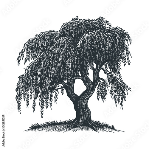 Elegant Willow Tree Illustration for Creative Projects