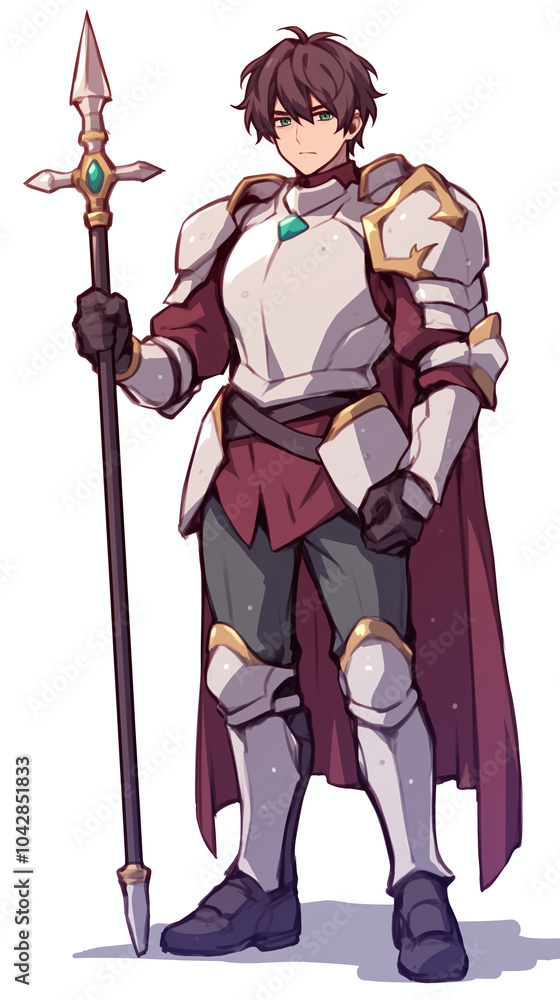 Obraz premium Fantasy Knight Illustration: A Brave Warrior in Full Armor