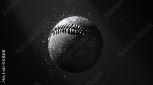 Abstract baseball with textured surface in dramatic lighting