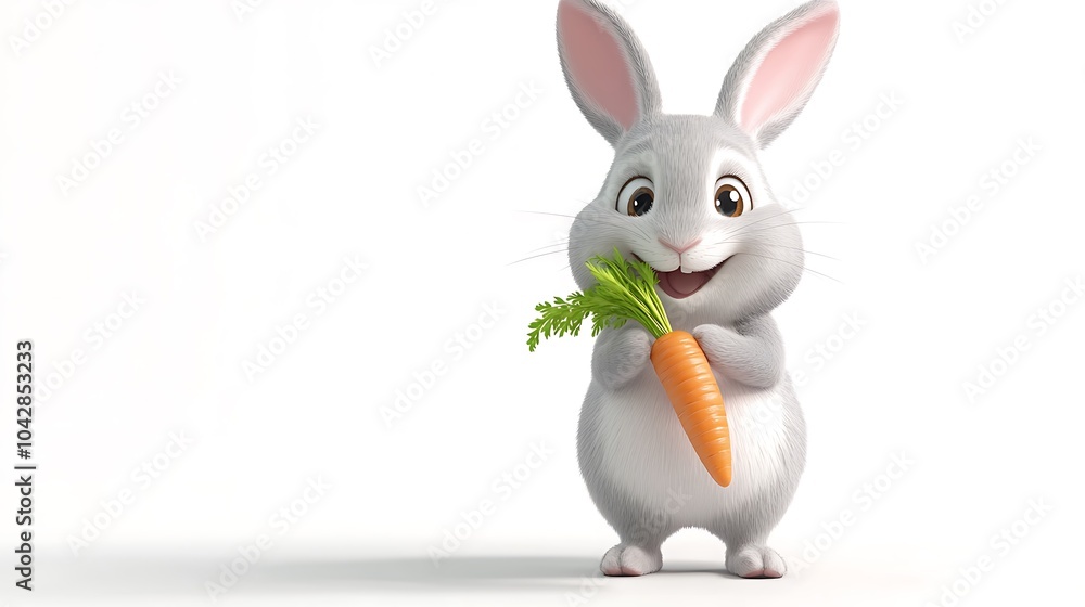 Fototapeta premium Cute Bunny Holding a Carrot