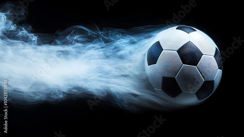Dynamic soccer ball in motion with smoke effect