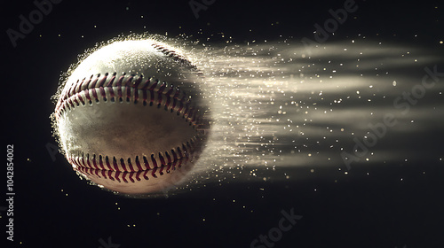 Dynamic baseball in motion with trailing effects photo