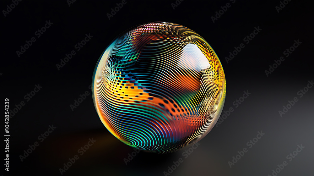 Fototapeta premium Colorful abstract orb with dynamic patterns