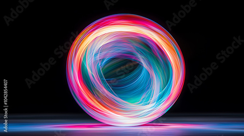 Colorful light swirl creating a vibrant abstract orb