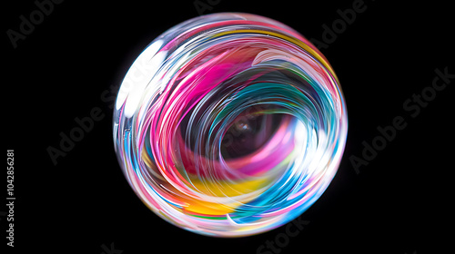 Colorful abstract swirl in a glass orb