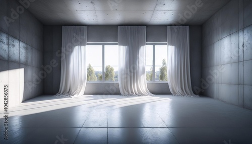 テレビ会議背景用 ZOOM会議背景用 CG ホール 部屋 コンクリート打ちっ放しの部屋 video conferencing background for using in video conference and as a zoom background.