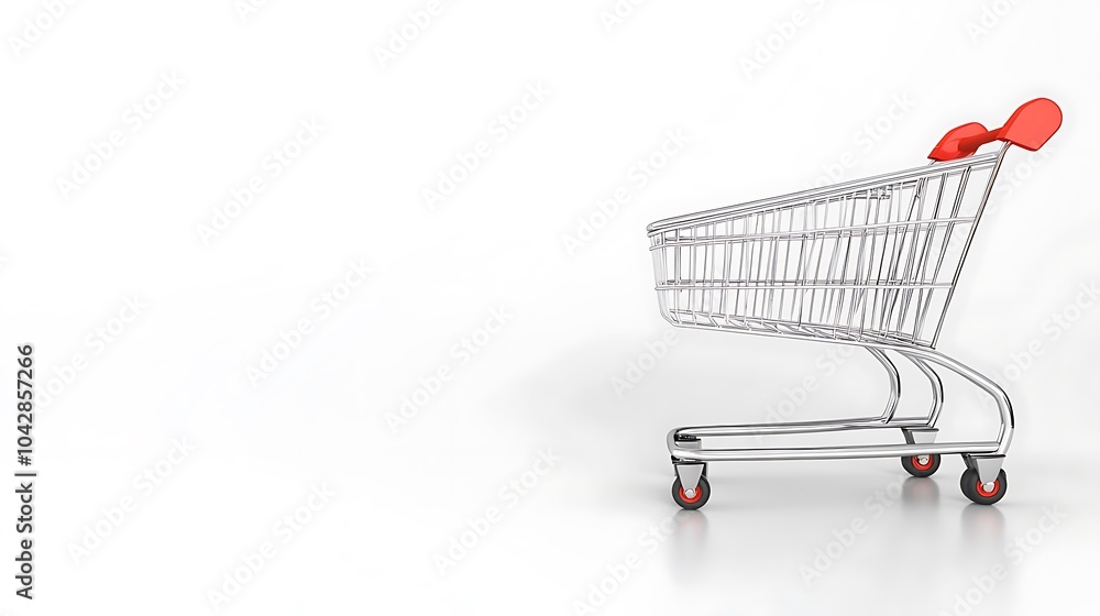 Gift Shopping Cart with Red Background Gift Shopping Cart with Red Background