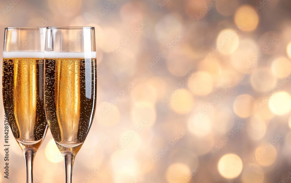 Two champagne flutes on a festive background, perfect for celebrations and special occasions. Two champagne flutes on a festive background, perfect for celebrations and special occasions.