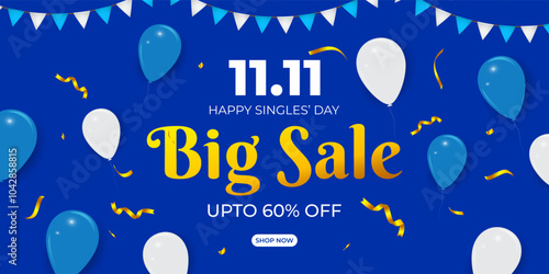 Vector illustration of 11 11 Singles' Day Sale social media template