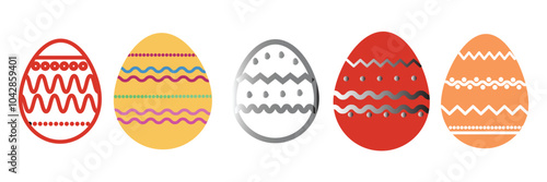 Set of colorful decorated Easter eggs.