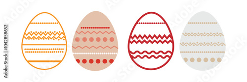 Set of colorful decorated Easter eggs.