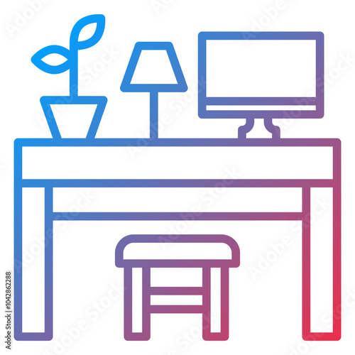 Dedicated Desk Vector Icon Style