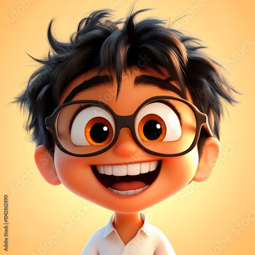 A cartoon chalta with a happy expression photo