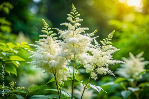 Minimalist Summer Garden with Volzhanka Ordinary Blooming in Natural Background photo