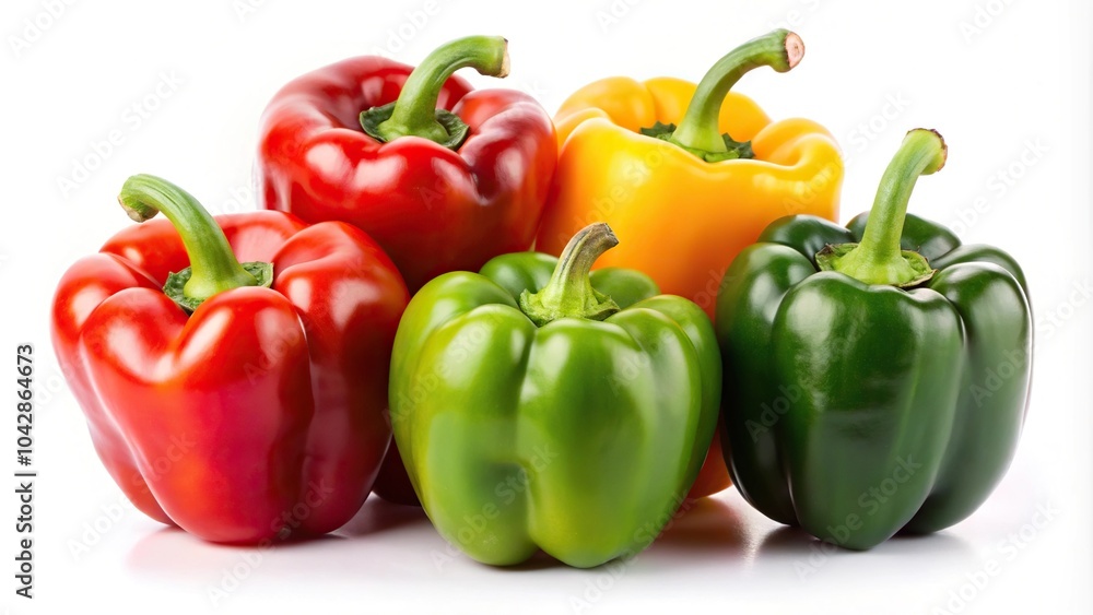 colorful bell peppers isolated on white background colorful bell peppers isolated on white background