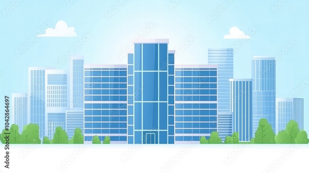 Modern Skyscrapers Surrounded by Lush Greenery in a Vibrant Urban Setting Modern Skyscrapers Surrounded by Lush Greenery in a Vibrant Urban Setting