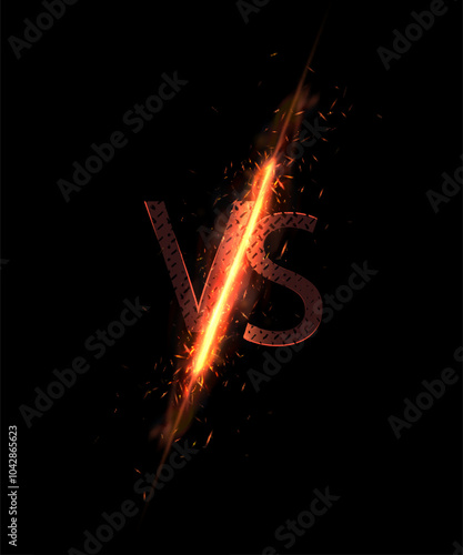 Versus banner with bright sparkling sparks and lightning. Vector
