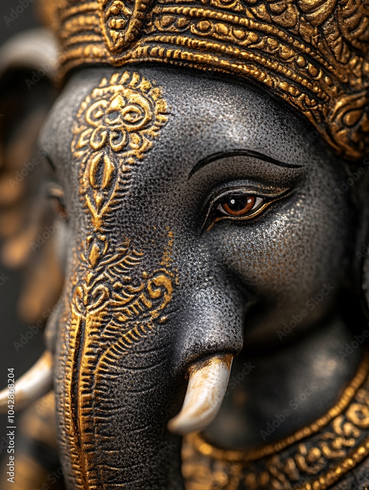 Obraz premium Ornate Ganesha statue with intricate gold details
