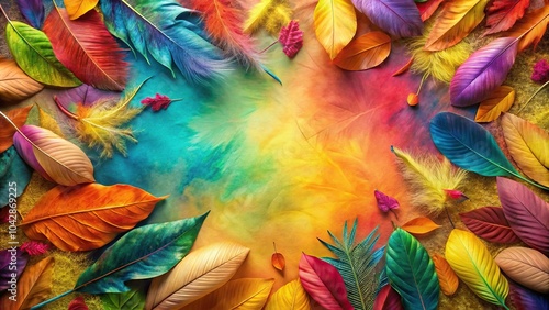 colorful imaginative leaf feather backdrop, Asymmetrical