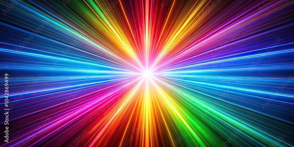 Obraz premium Colorful light beams radiating from a bright leading lines