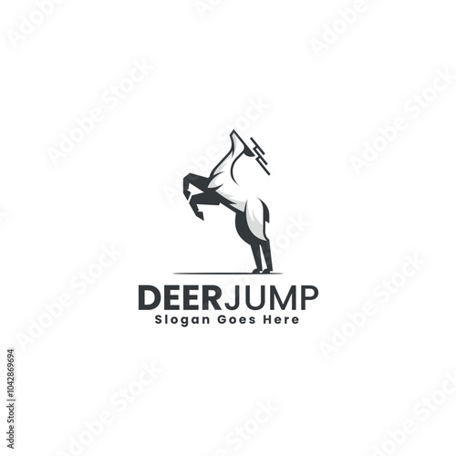 Vector Logo Illustration Deer Silhouette Style