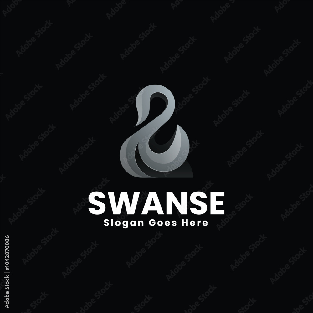 Fototapeta premium Vector Logo Illustration Swan Gradient Colorful Style