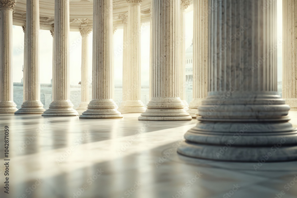 Majestic Columns Bathed in Light A Serene Architectural Perspective on Classical Design Majestic Columns Bathed in Light A Serene Architectural Perspective on Classical Design
