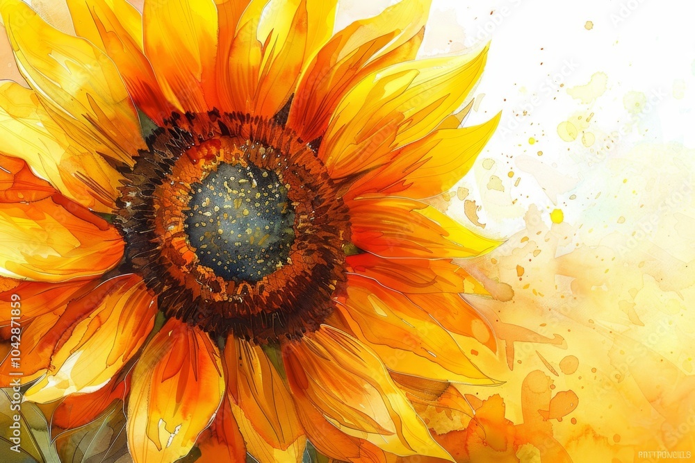 Watercolor sunflower isolated on white. ai generated Watercolor sunflower isolated on white. ai generated
