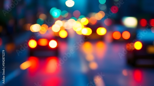 Wallpaper Mural Vibrant Traffic Bokeh with Clear Center Space Torontodigital.ca