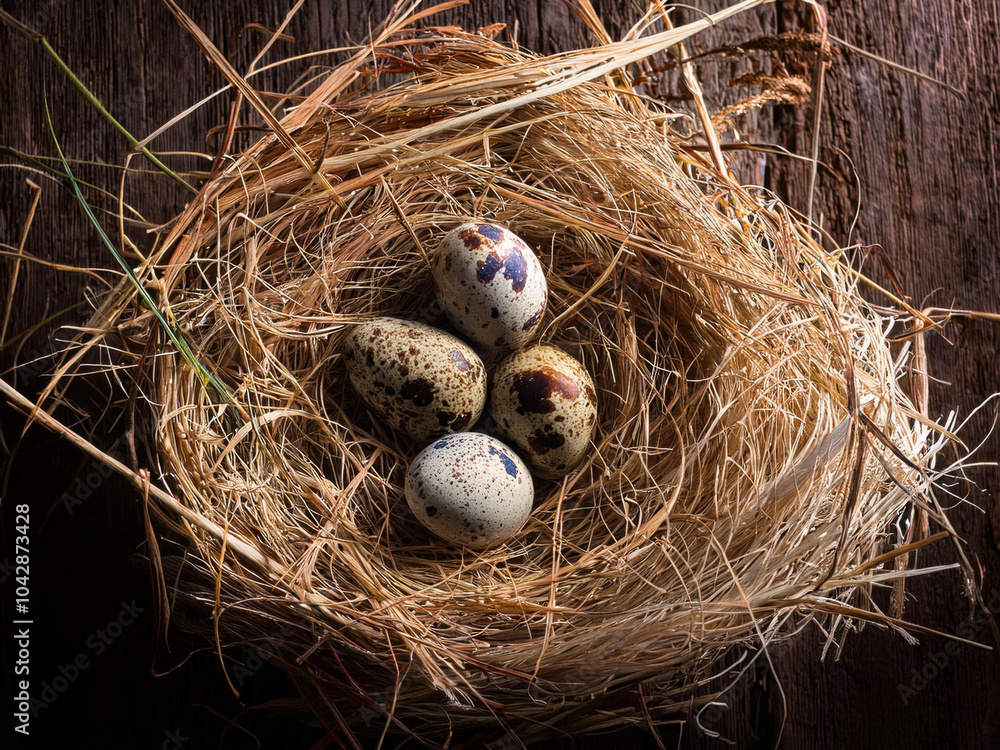 Obraz premium quail eggs in a nest