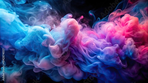 Colorful smoke cloud with blue and pink swirls