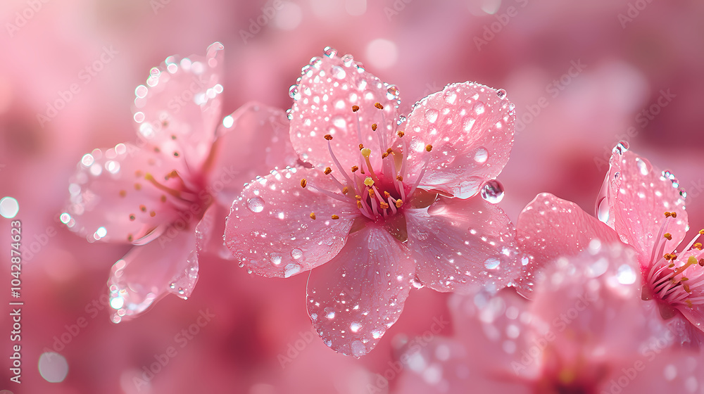 Water droplets from peach blossoms, giving the skin a natural luster Water droplets from peach blossoms, giving the skin a natural luster