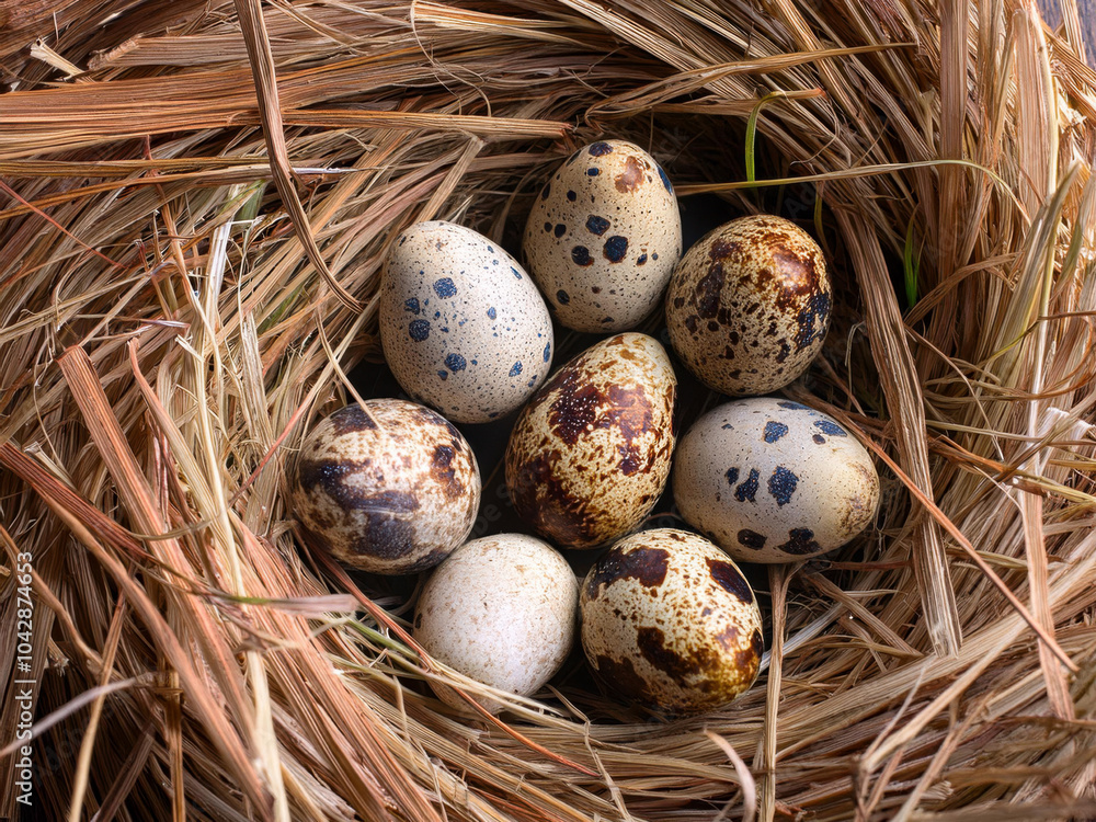 Obraz premium quail eggs in a nest
