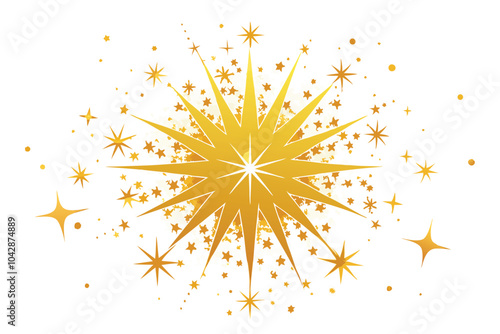 Golden Dust Sparks and Stars Shining with Special Light, Vector Sparkles on a White Background.