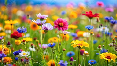 Colorful wildflower meadow in summertime