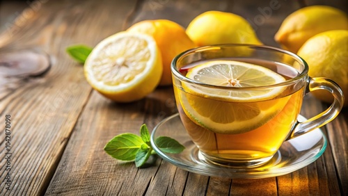 Comforting cup of lemon tea photo