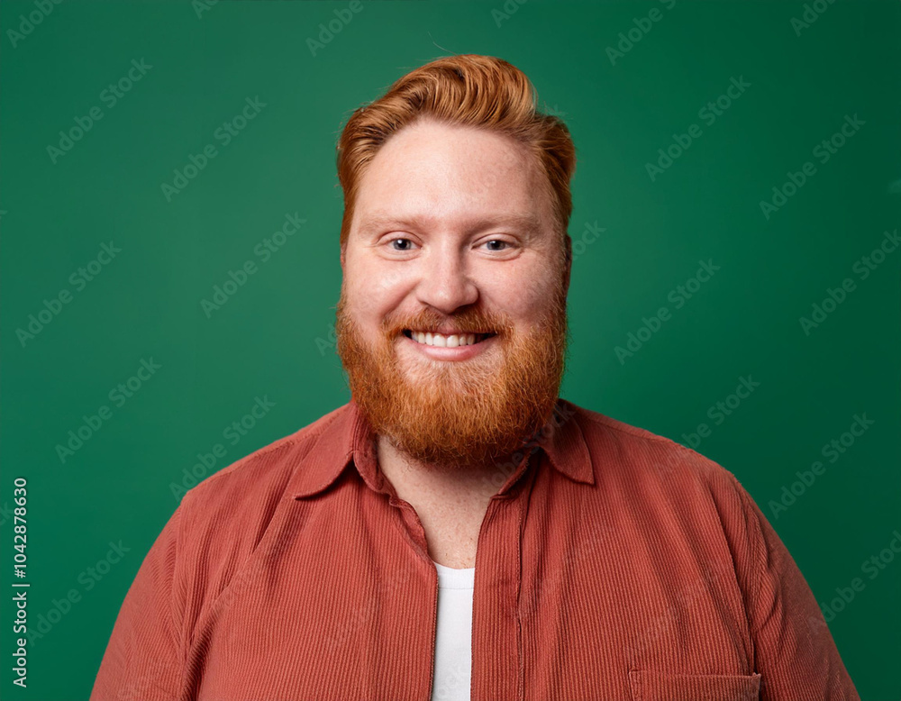 Obraz premium Studio Portrait of Handsome Mature Man Happily Smiling Against Green Background