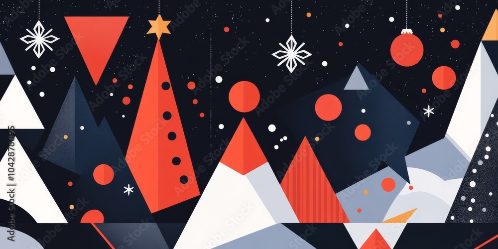 Obraz premium A modern Christmas card design with geometric shapes. Perfect for winter holiday celebrations.