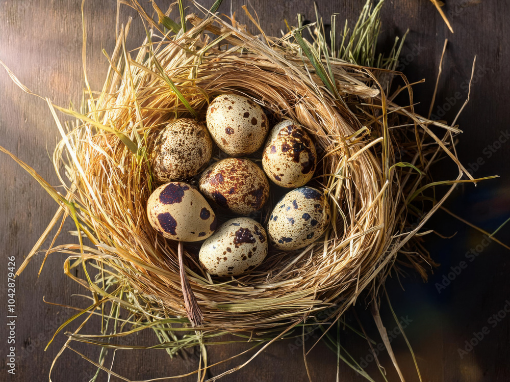 Obraz premium quail eggs in a nest
