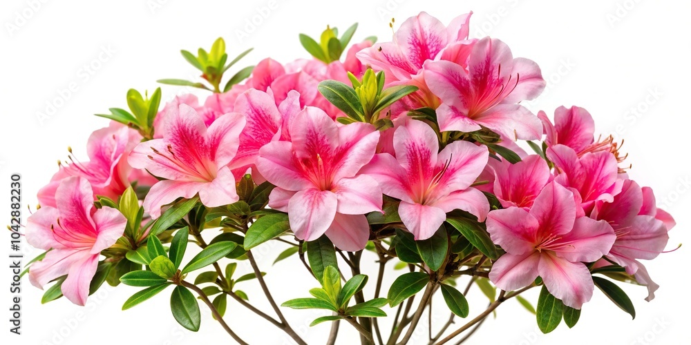 Obraz premium Long shot of pink azalea flowers isolated on white background