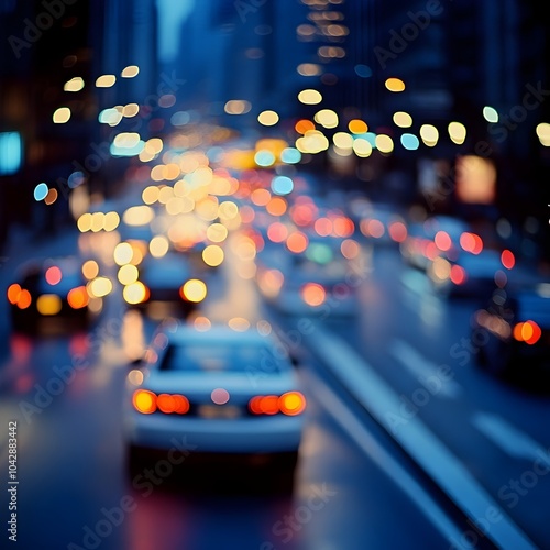 Mesmerizing Nighttime Cityscape with Blurred Traffic Lights and Vehicles in Motion