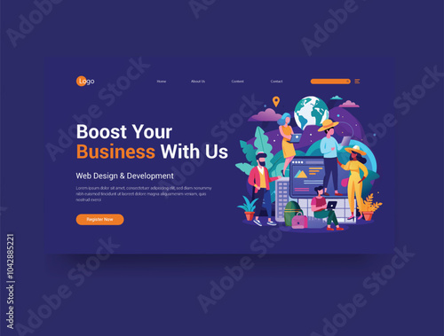 Modern travel agency web banner vector illustration design template