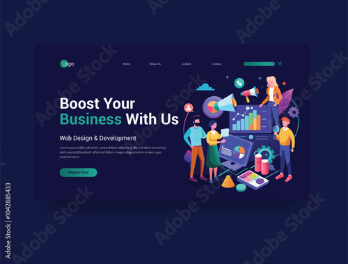 Modern stylish agency web banner design illustration template
