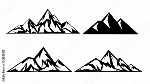 set of mountain silhouette vector illustration