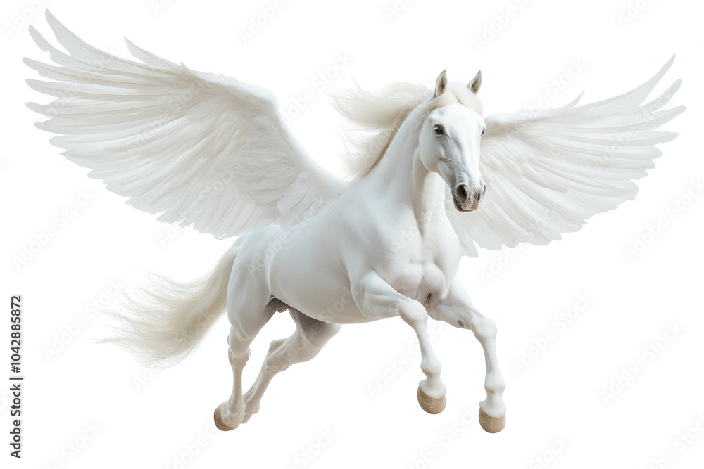 Majestic White Winged Pegasus Horse Soaring in the Sky on transparent Background Majestic White Winged Pegasus Horse Soaring in the Sky on transparent Background