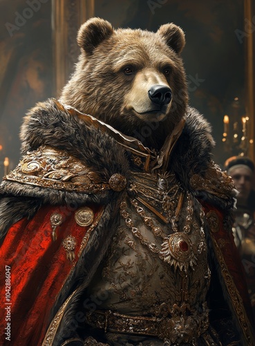 Majestic Bear in Ornate Royal Attire 