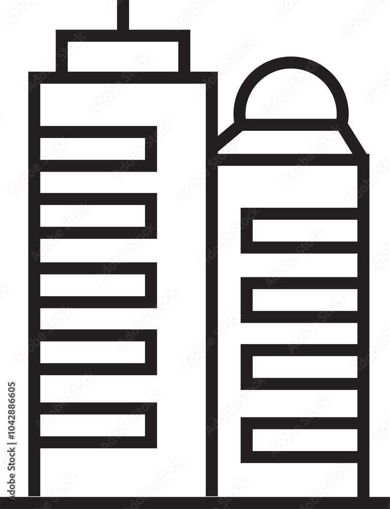 Office Building Tower Icon Line Art Office Building Tower Icon Line Art