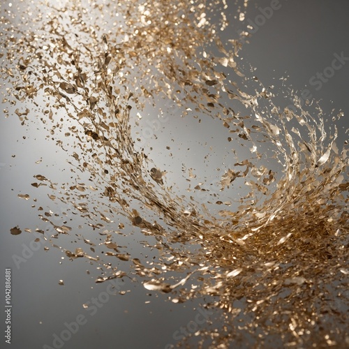 Sparkling golden glitter explosion on dark background