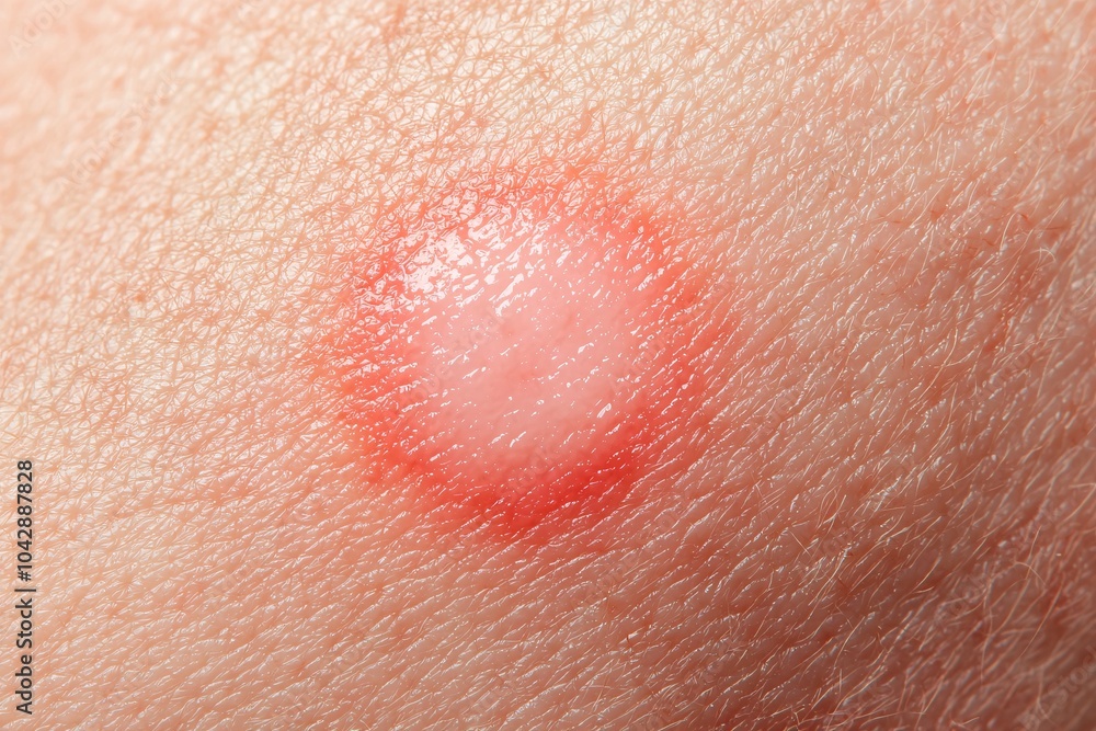 Fototapeta premium A red, circular rash with a clear center indicates a typical fungal skin infection.